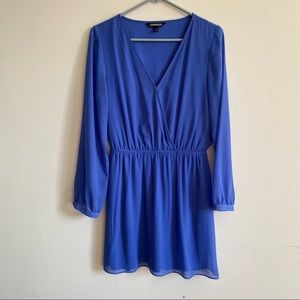 Express || Long Sleeve Faux Wrap Mini Cocktail Dress Size M